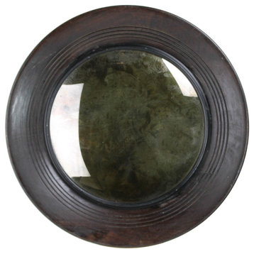 Dark Brown Wooden Convex Mirror