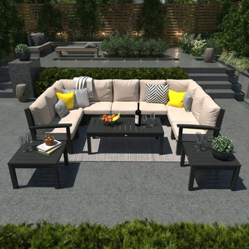 Bespoke Deep Seating Sectional with Conversation Table and 2 Side Tables