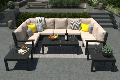 Bespoke Deep Seating Sectional with Conversation Table and 2 Side Tables