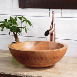 Aria Round 16" Bamboo Above Counter Bathroom Vessel Sink - Bathroom Sinks