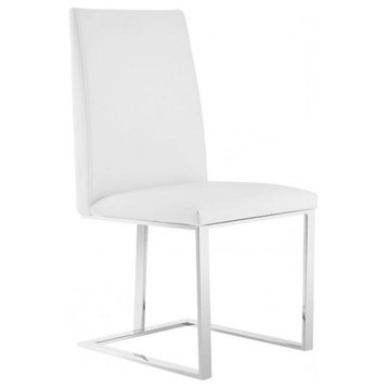 Modrest Frankie Modern White and Brushed Stainless Steel Dining Chair