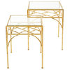 Gold Leaf Glass Tables, 2-Piece Set