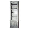 Tall Country Bookcase With Pull-Out Shelf Between Top & Base Cabinet, Black