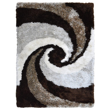 Hand Tufted Shag Polyester Area Rug Contemporary Multicolor, [Rectangle] 8'x10'