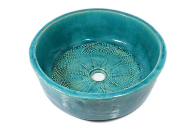 Irma - turquise ceramic sink with original pattern