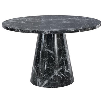 Best Master  Black/White Faux Marble Round Dining Table