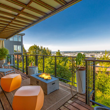 mid-century modern with big city views