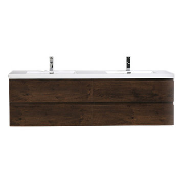 MOB 72" Double Sink Wall Mounted Bathroom Vanity With Reinforced Acrylic Sink, R