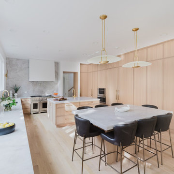 Glencoe Minimalist Kitchen With Statement Pendant Lighting and Seamless Cabinetr