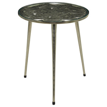 Contemporary Silver Aluminum Accent Table 562252