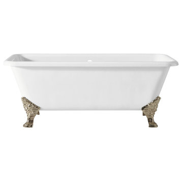 Cheviot Products Spencer Cast Iron Bathtub, White, Polished Nickel