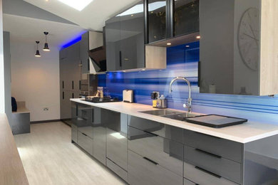 Spacious Kitchen with Blue Highlights