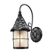 Rustica 1-Light Outdoor Sconce, Matte Black With Scavo Glass