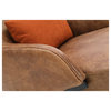 Open Road Brown Top Grain Leather Modern Curved Wingback Lounge Chair