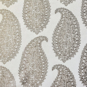 Ivory and Gray Cotton Fabric By The Yard, 1 Yard For Curtain, Dress Wholesale
