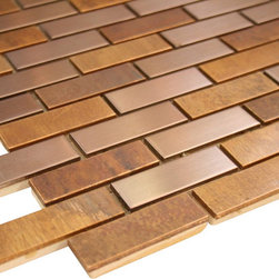 Wood Look and Bronze Stainless Steel Subway Style Mosaic Tiles - Home Accessories & Decor