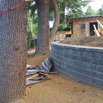 In progress curved site wall