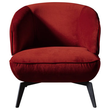 Mersin Accent Chair, Red Velvet Fabric