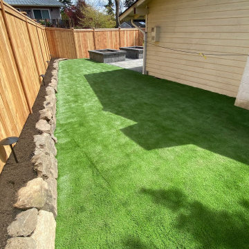 Paver Patio with Planter Boxes and Water Feature