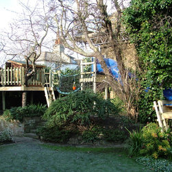 Large treehouse with large slide - Outdoor Playhouses