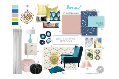 BLUSH + SAPPHIRE BEDROOM STYLEBOARD