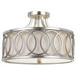Crystorama - Crystorama 285-SA 3 Light Semi Flush in Antique Silver with Silk - The handsome Graham collection designed by Libby Langdon features beautiful metal circular framework. This fixture is just as stunning when you see it from below as it is when you see it head on. The chic interlocking circle pattern allow the intricate metal work to really shine. The light and airy feeling the Graham evokes can accompany any design and be used in any room.