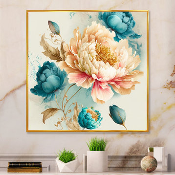 Vibrant Floral Bunch IV Framed Canvas, 16x16, Gold