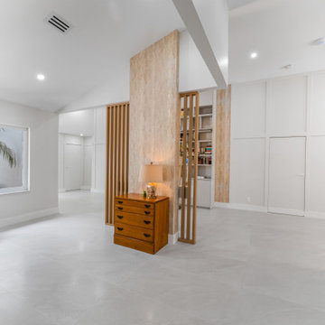 Custom Desk Nook with Slatted Divider Wall