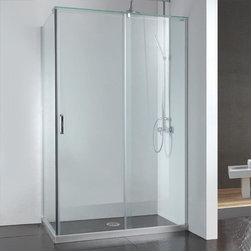 45" X 31" ALVA - RIGHT CORNER - WITHOUT PAN - BRUSHED CHROME WITH POLISHED CHROM - Shower Stalls And Kits