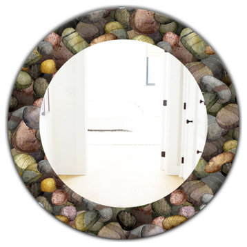 Designart Sea And Shore Stones Traditional Frameless Oval Or Round Wall Mirror,