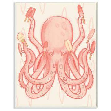 The Kids Room by Stupell Popsicle Octopus Ocean Sea Animal Pink Kids, 13 x 19