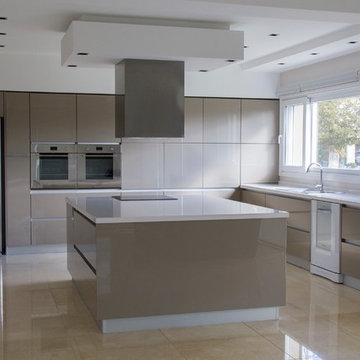 Contemporary High-Gloss Metallic Kitchen