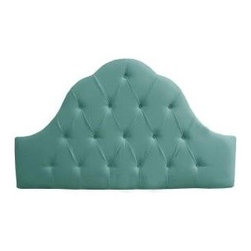 Montpelier Button Tufted Velvet Caribbean Queen Headboard - Headboards