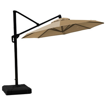 Modular 10ft Sunbrella Outdoor Round Patio Umbrella, Heather Beige