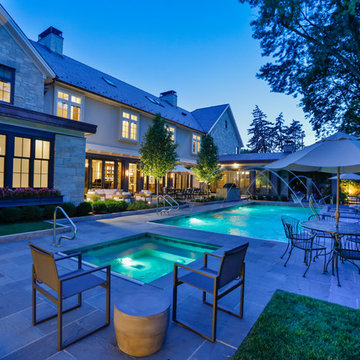 River Forest, IL Rectilinear Swimming Pool with Hot Tub