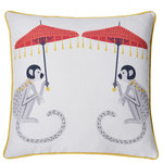 StyleCraft - Dann Foley Double Sided Pillow Monkey Print and Black Velvet 24" X 24" - Bring pattern and eclectic style to your favorite chair or couch with this double sided pillow. The umbrella holding monkeys are printed on linen with a solid black velvet backing and yellow velvet piping - down feather insert provides plushness. Depending on your mood for the night, you can flip this double sided pillow either which way you please. Due to the production process, there may be minor variations in shape, size, color, and finish.