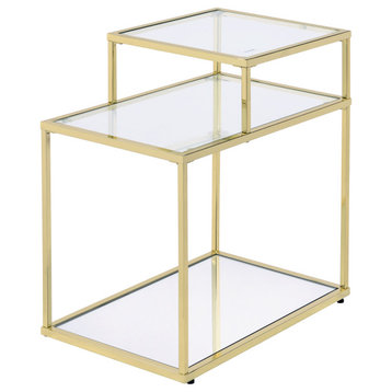 Uchenna Side Table, Clear Glass and Gold Finish