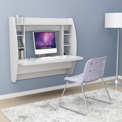 Prepac Floating Desk with Storage in White - Desks And Hutches