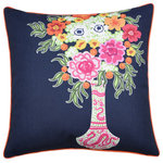 StyleCraft - Dann Foley Double Sided Pillow Floral Print and Green Velvet Right - Bring pattern and eclectic style to your favorite chair or couch with this double sided pillow. The floral pattern is printed on linen with a solid green velvet backing and orange velvet piping - down feather insert provides plushness. Depending on your mood for the night, you can flip this double sided pillow either which way you please. Due to the production process, there may be minor variations in shape, size, color, and finish.