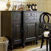 Country-Chic Maple Wood Black Buffet Server Cabinet