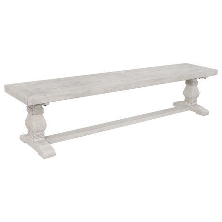 Quincy Reclaimed Pine Bench by Kosas Home, Nordic Ivory, 18hx66wx16d