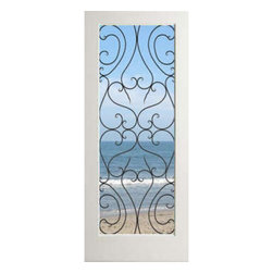EXWP1LSPAIN - 1 LITE WHITE PRIMED SQUARE STICKING DOOR- SPAIN FULL LITE (1-3/4") - Windows And Doors