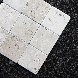4x4 Light Travertine Tumbled Collection - Home Decor