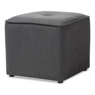 Inspired Home Laurie Light Grey Linen Upholstered Rolling Cube