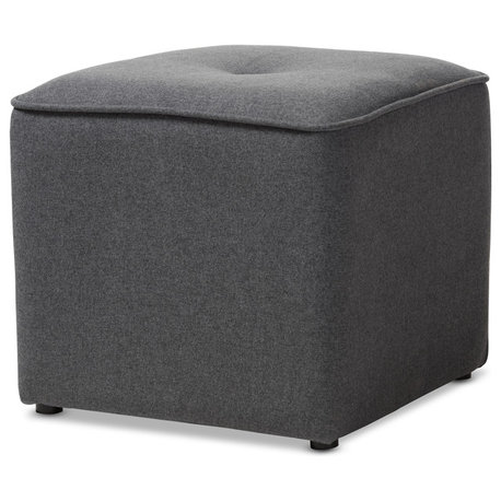 Corinne Dark Gray Fabric Upholstered Ottoman