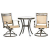 Dali 3-Piece Bistro Set, Handmade Round Table Swivel Rocker Chairs