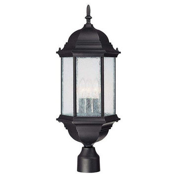 Main Street 3-Light Post Lantern, Black