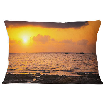Beautiful African Rocky Coast Oversized Beach Throw Pillow, 12"x20"
