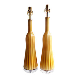 Mid Century Italian Cased Glass Lamps - Table Lamps