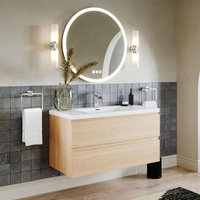 MOB Bath Vanity, White Oak, 42", Single Sink, Wall Mount